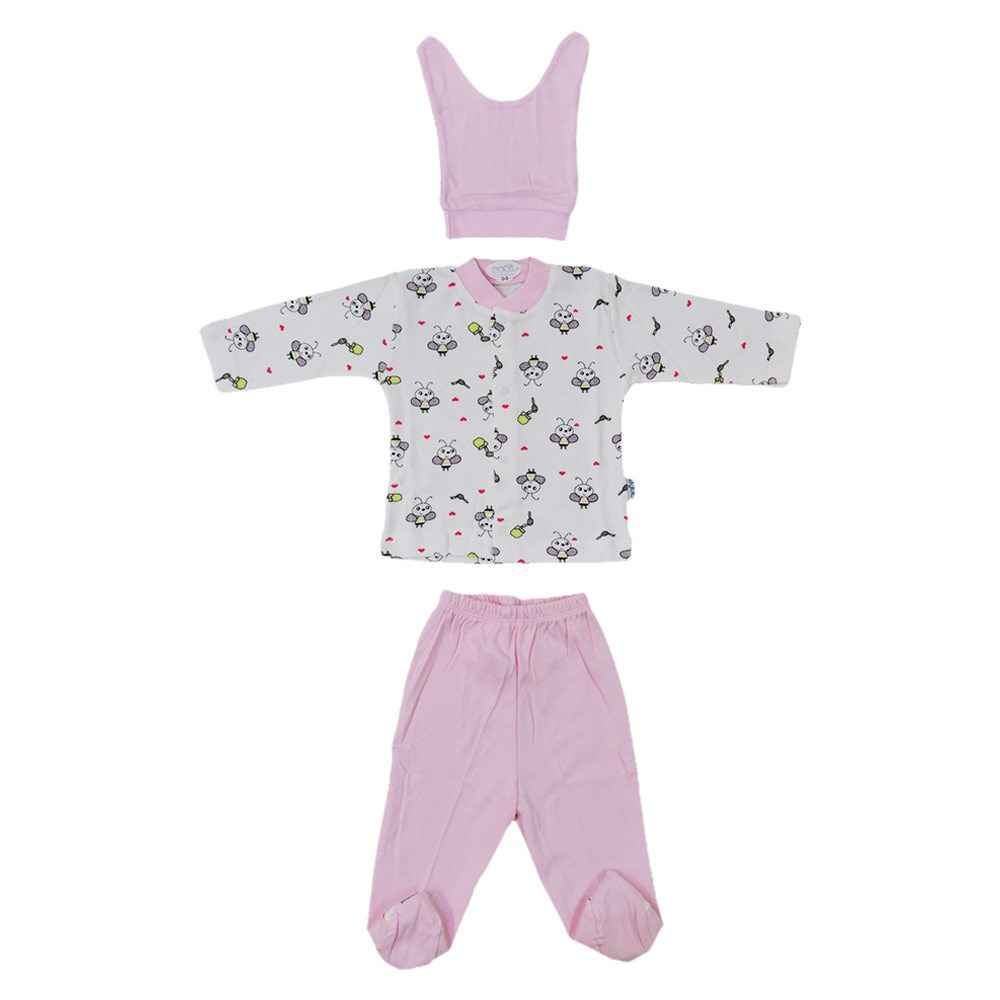 Pembe Arı Desenli Bebek Pijama Takımı (0-3 Ay) - 001.2238