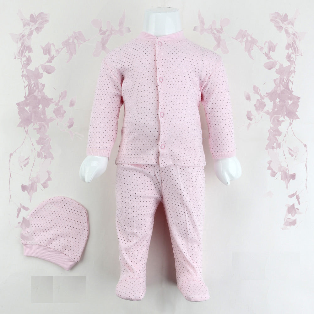 Pembe Puantiyeli Bebek Pijama Takımı (0-3 Ay) - 001.2263