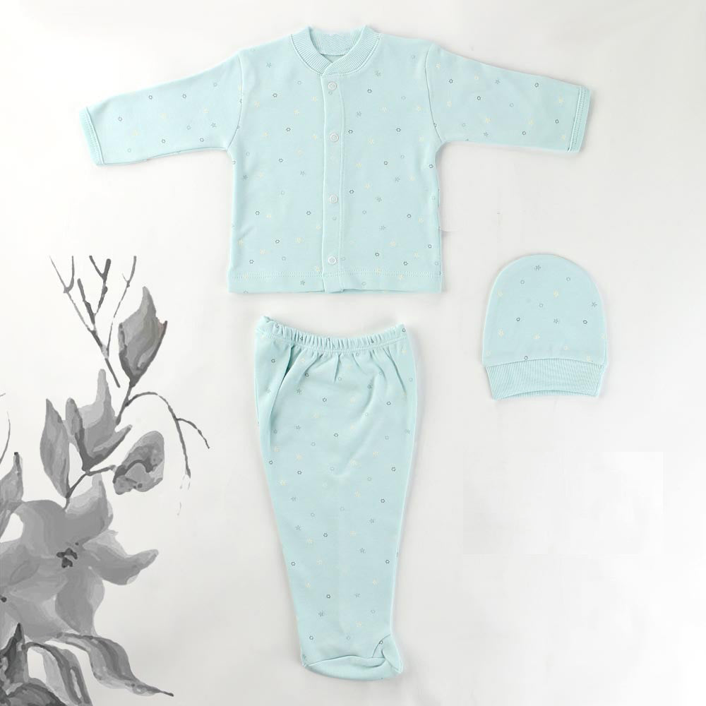 Yeşil Yıldız Desenli Bebek Pijama Takımı (0-3 Ay) - 001.2268