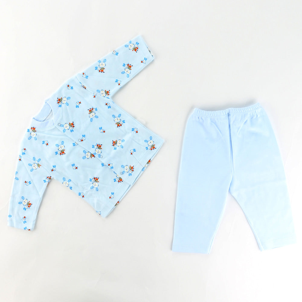 Mavi Tavşan Desenli Bebek Pijama Takımı (3-12 Ay) - 001.2330