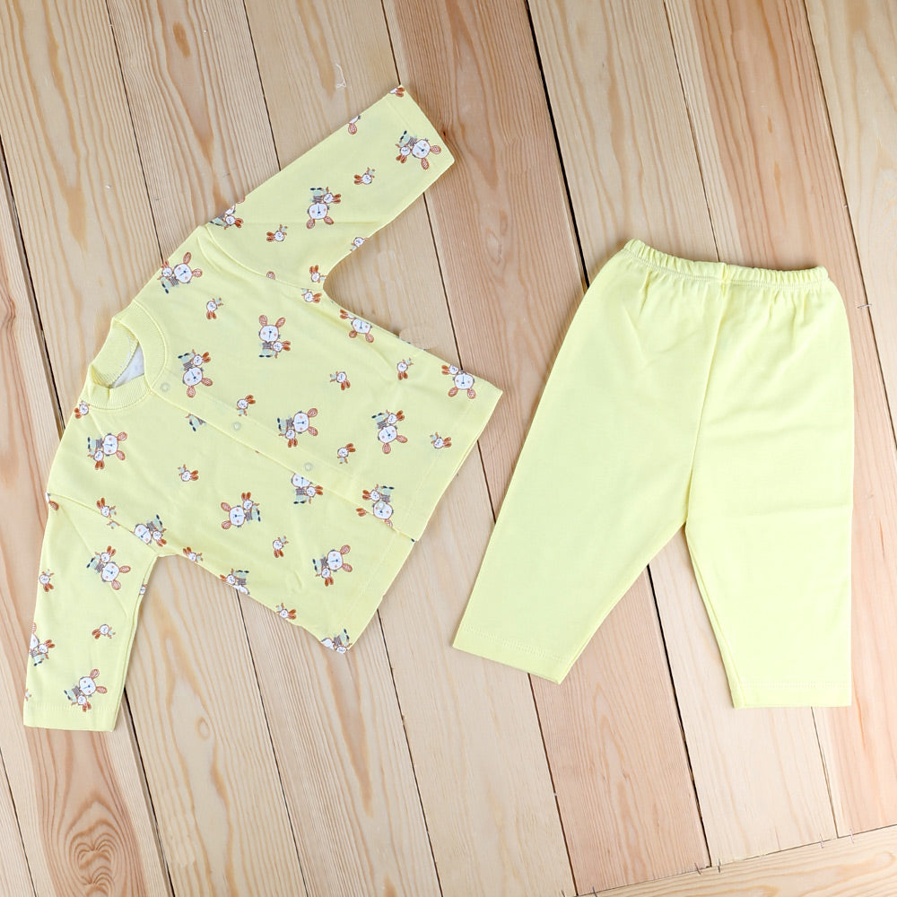 Sarı Tavşan Desenli Bebek Pijama Takımı (3-12 Ay) - 001.2330