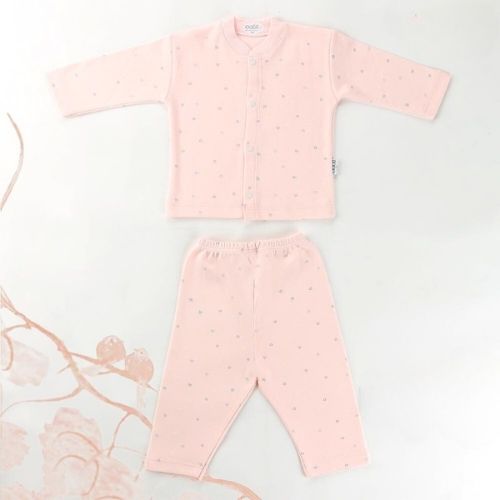 Yıldız Desenli Bebek Pijama Takımı Somon - 001.2331