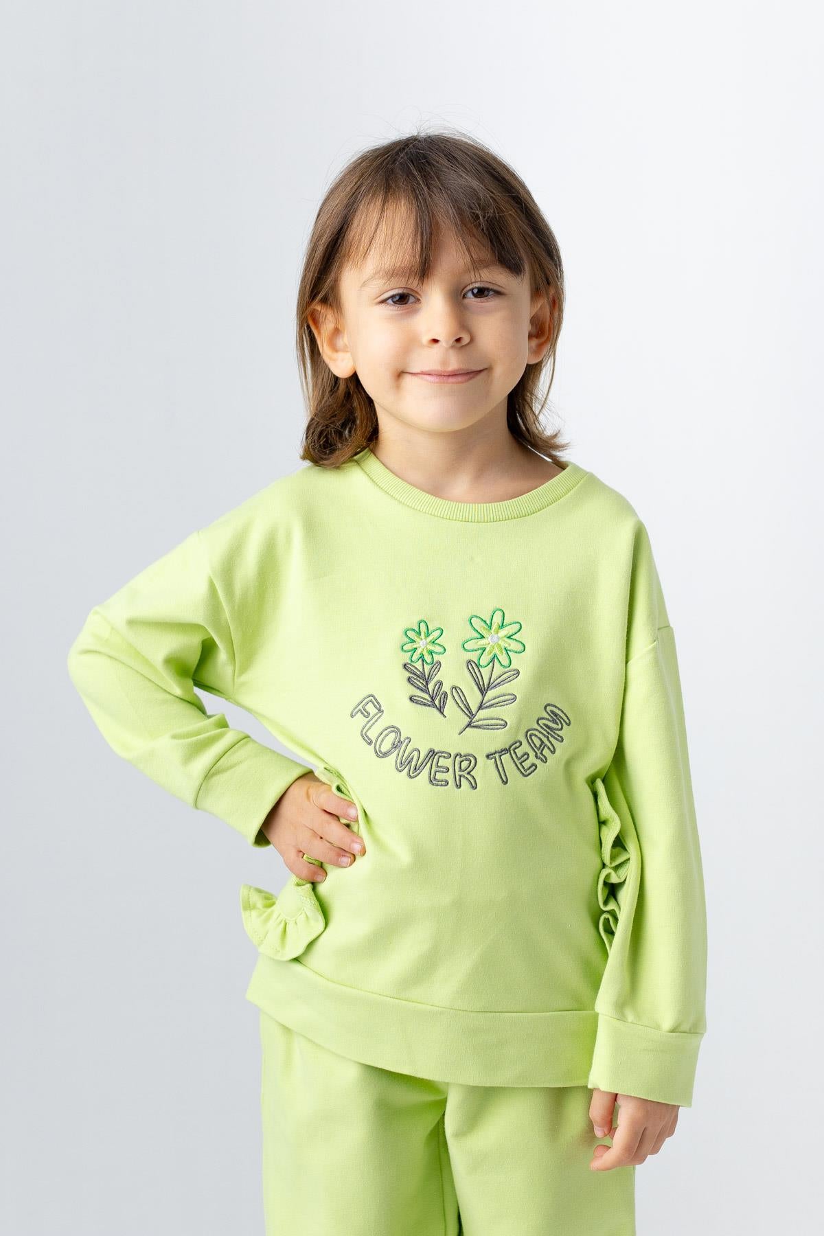 Kız Çocuk Nakış Detaylı Sweatshirt-0