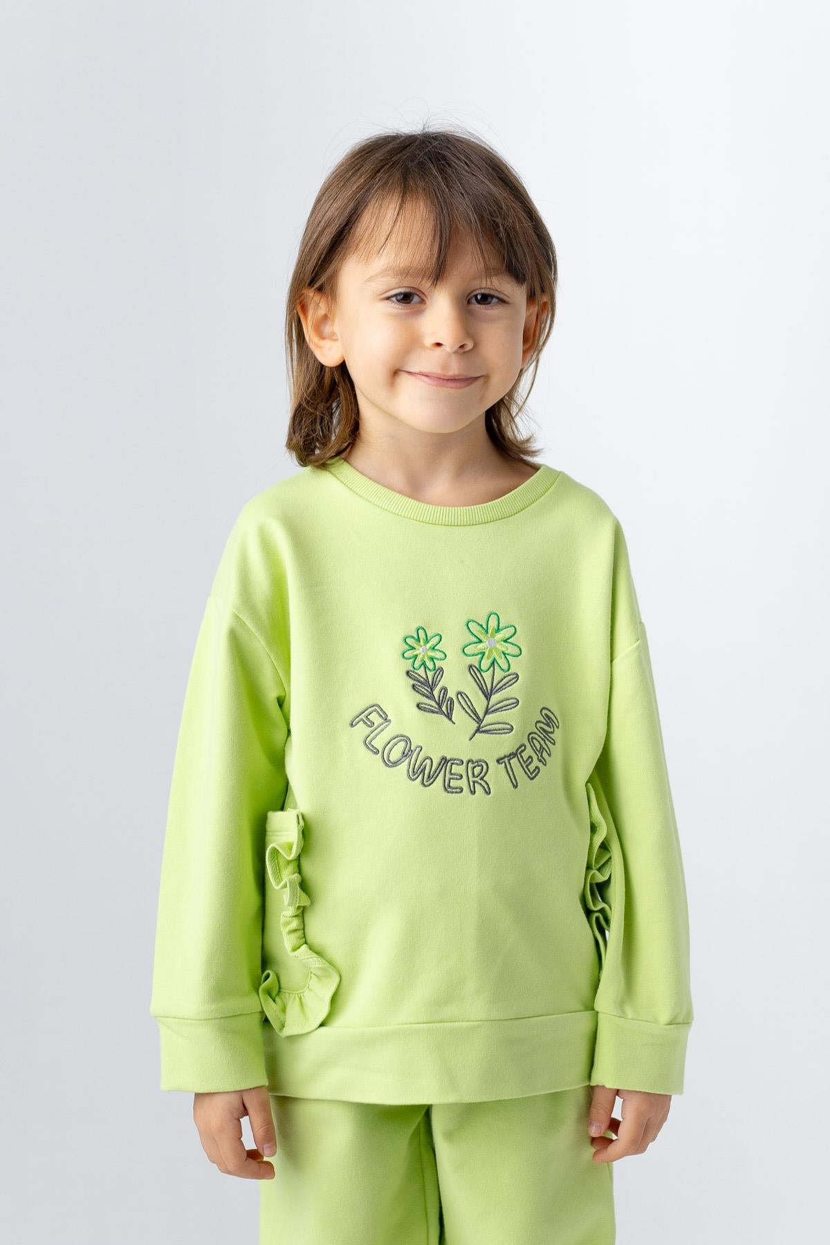 Kız Çocuk Nakış Detaylı Sweatshirt-1