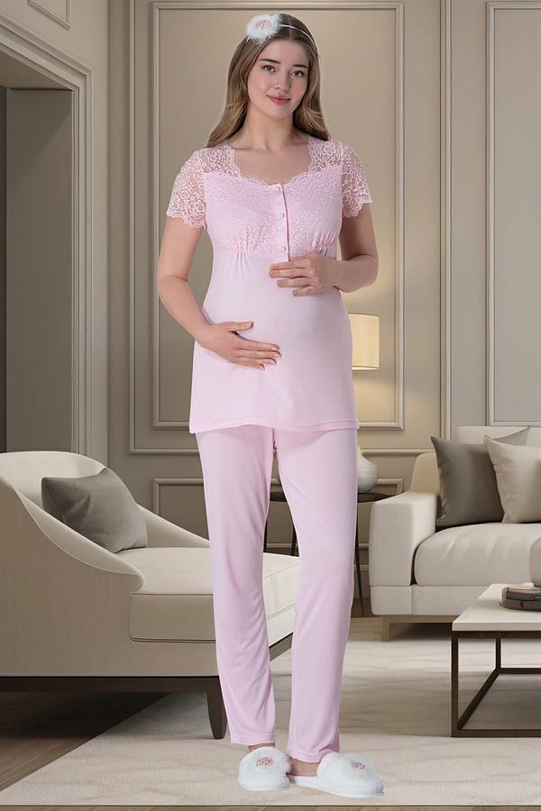 Mecit 6002 Pembe Lohusa Sabahlıklı Pijama Takımı